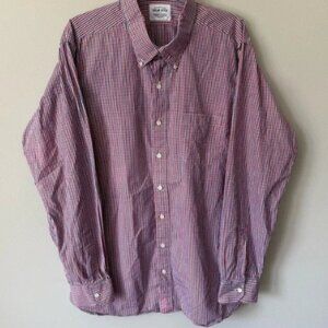 Taylor Stitch Button Down Size XL Blue White Red Plaid 100% Cotton